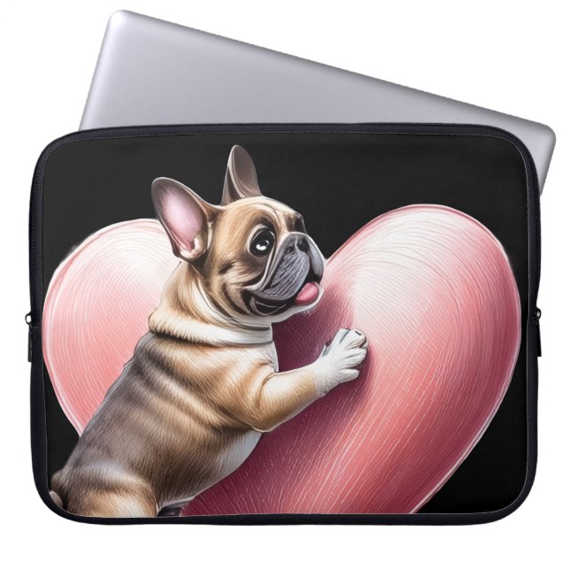 Capa Para Notebook Französische Bulldogge Valentinstag French Bulldog (Frente)