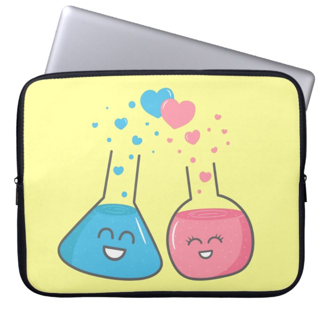 Capa Para Notebook Frascos fofos apaixonados, temos química (Frente)