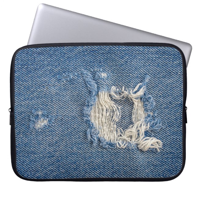 Capa Para Notebook Frayed Blue Denim (Frente)