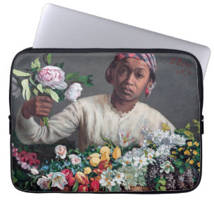 Capa Para Notebook Frederic Bazille - Jovem Mulher com Peonias