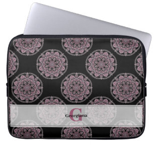Capa Para Notebook Frentes Florais Rosa Monogramas Bolinhas Mandala