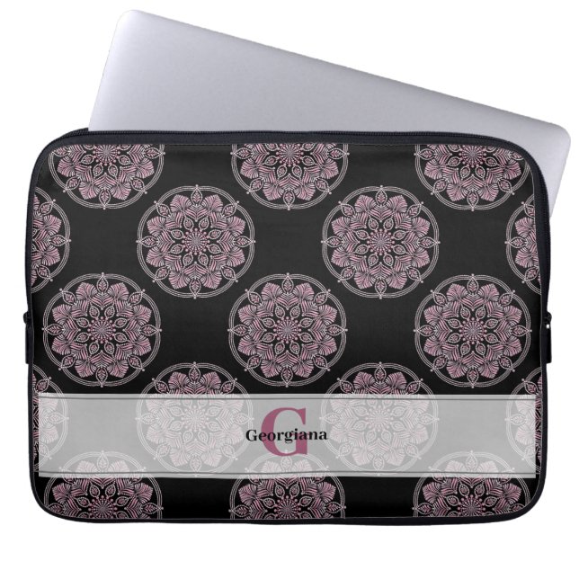 Capa Para Notebook Frentes Florais Rosa Monogramas Bolinhas Mandala (Frente)