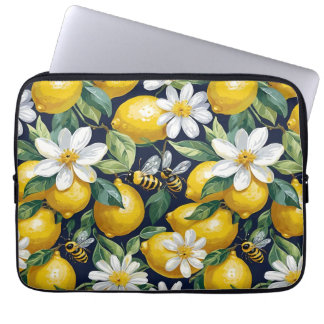 Capa Para Notebook Fresh Yellow Lemons With Busy Bees & White Blooms