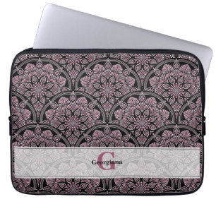Capa Para Notebook Fronteira Floral Rosa Dusky 20s Personalizada Mand