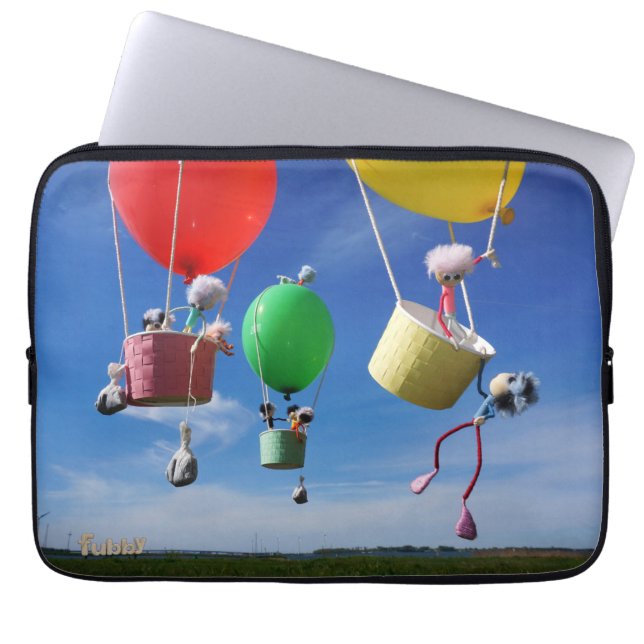 Capa Para Notebook Fubby's in luchtballonnen die op avontuur gaan. (Frente)