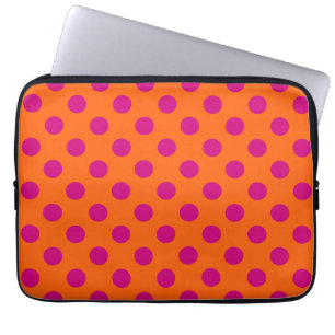 Capa Para Notebook Fuchsia bolinhas em laranja