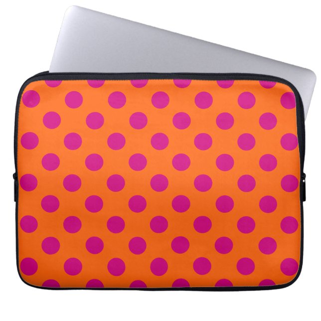 Capa Para Notebook Fuchsia bolinhas em laranja (Frente)
