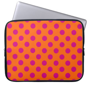 Capa Para Notebook Fuchsia bolinhas em laranja