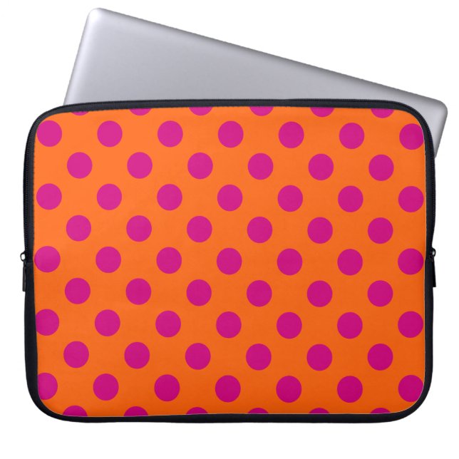 Capa Para Notebook Fuchsia bolinhas em laranja (Frente)