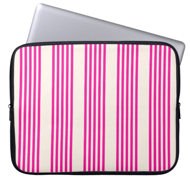 Capa Para Notebook Fuchsia e beige cinco listras padrão (Frente)