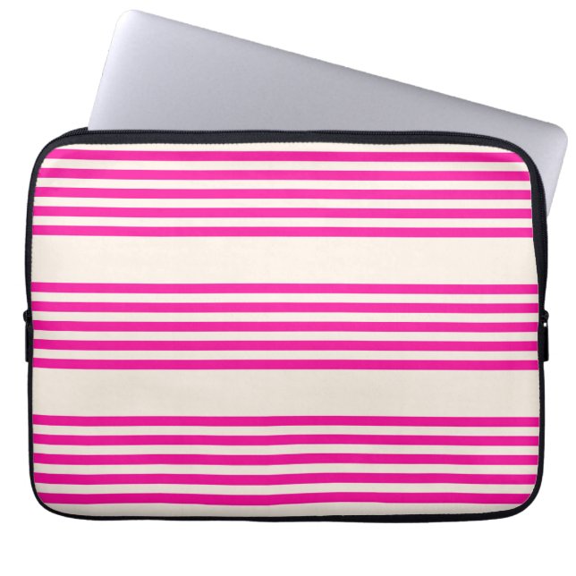 Capa Para Notebook Fuchsia e beige cinco listras padrão (Frente)