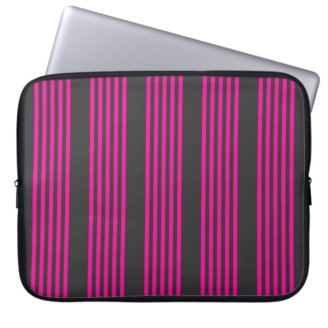 Capa Para Notebook Fuchsia e carvão de cinco faixas (Frente)