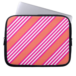 Capa Para Notebook Fuchsia e coral vivo: cinco listras