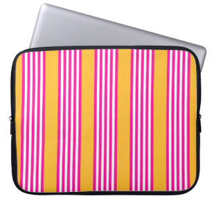 Capa Para Notebook Fuchsia e padrão amarelo de cinco faixas