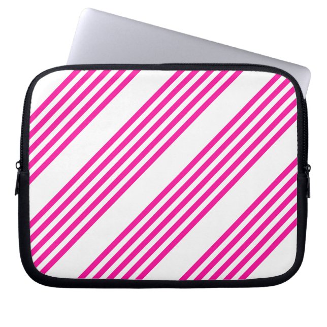 Capa Para Notebook Fuchsia e padrão de cinco faixas brancas (Frente)