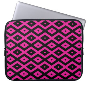 Capa Para Notebook Fuchsia e padrão de diamante preto