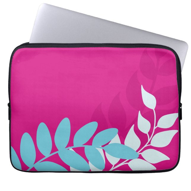 Capa Para Notebook Fuchsia e Vinhas Azuis (Frente)