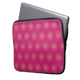 Capa Para Notebook Fuchsia | Golden Zinnia Flower Medallions