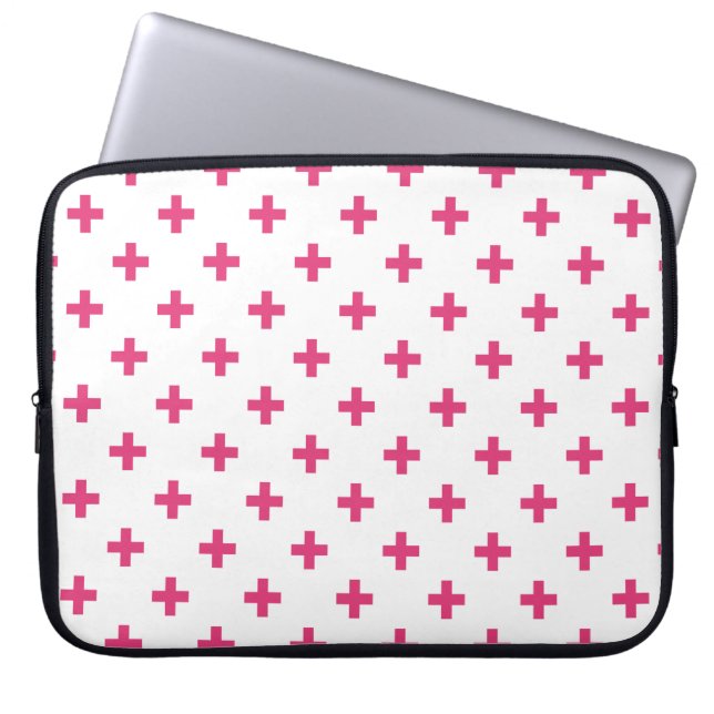 Capa Para Notebook Fuchsia polka cruza em branco (Frente)