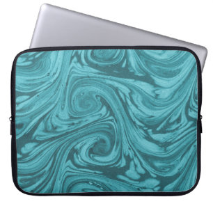 Capa Para Notebook Fundo arcado e curvo em tons de turquesa, 