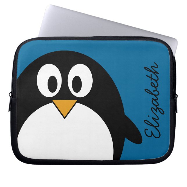 Capa Para Notebook fundo bonito do azul do pinguim dos desenhos (Frente)