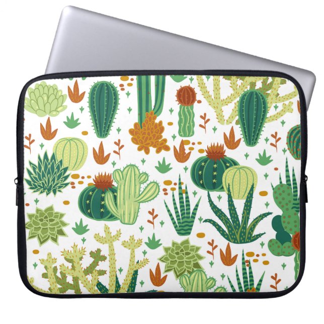 Capa Para Notebook Fundo Branco Cactos: Gráficos Vintage. (Frente)
