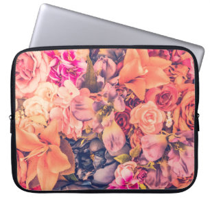 Capa Para Notebook Fundo das flores da vindima - vintage filtervintag