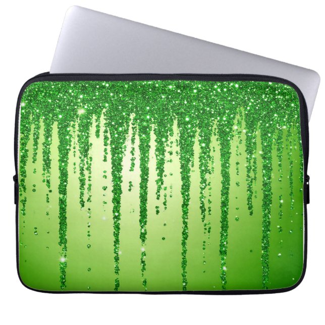 Capa Para Notebook Fundo de gotejamento com brilho verde (Frente)
