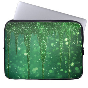 Capa Para Notebook Fundo de gotejamento com brilho verde e Bokeh cint
