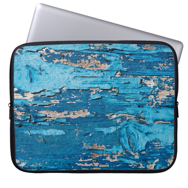 Capa Para Notebook Fundo de madeira azul  (Frente)