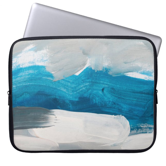 Capa Para Notebook Fundo de pintura de Abstrato azul, Cinza e branco (Frente)