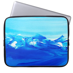 Capa Para Notebook fundo de pintura de arte azul abstrato. Arte moder