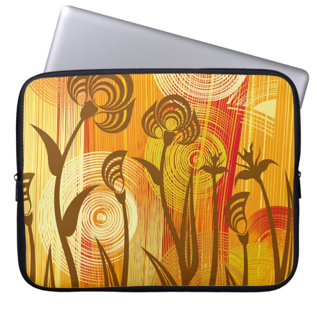 Capa Para Notebook Fundo floral laranja (Frente)