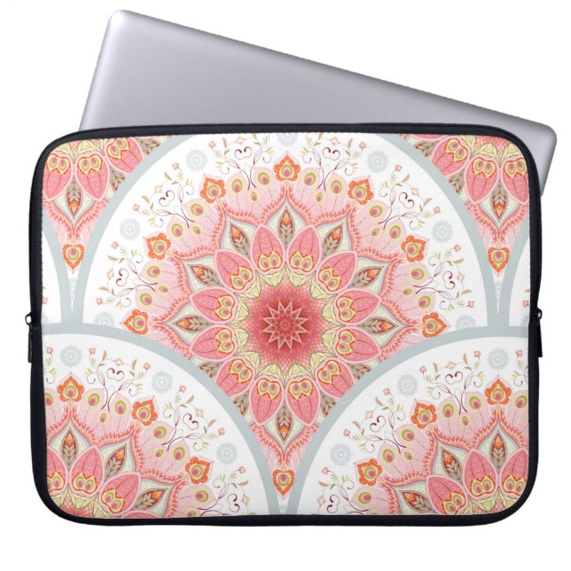 Capa Para Notebook Fundo sem costura com ornamento redondo. Orienta (Frente)