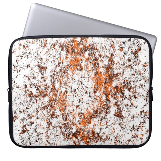 Capa Para Notebook Fundo verde castanho escuro. Cor de laranja branco (Frente)