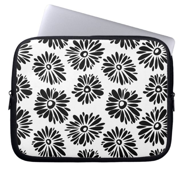 Capa Para Notebook Funky Black e white floral (Frente)