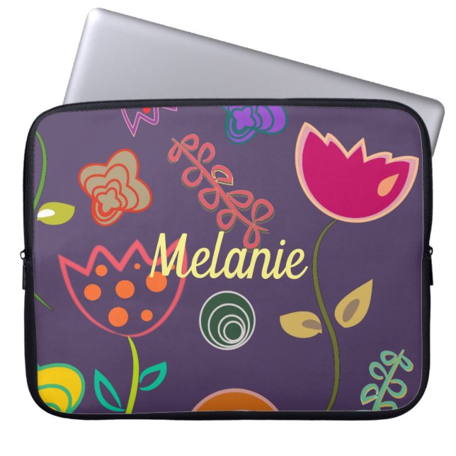 Capa Para Notebook Funky Tulip Purple Pattern Personalised (Frente)