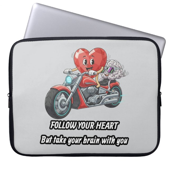 Capa Para Notebook Funny biker heart follow your heart quote  (Frente)