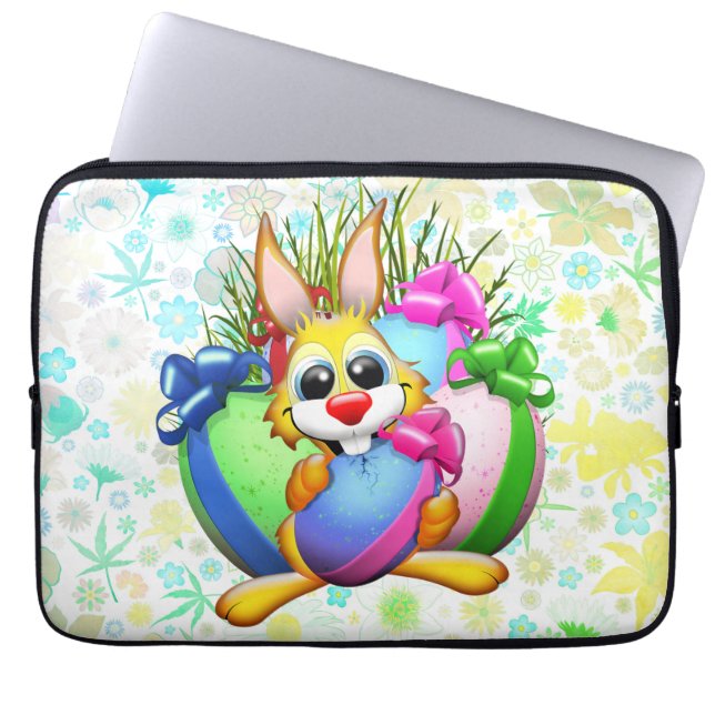 Capa Para Notebook Funny Bunny biting an Easter Egg (Frente)