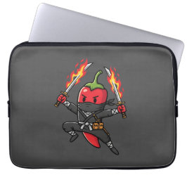 Capa Para Notebook Funny Chili Pepper Fire Ninja Samurai Illustration