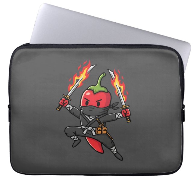 Capa Para Notebook Funny Chili Pepper Fire Ninja Samurai Illustration (Frente)