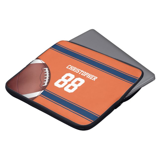 Capa Para Notebook Futebol de Orange e Blue Stripes Jersey (Frente Topo)