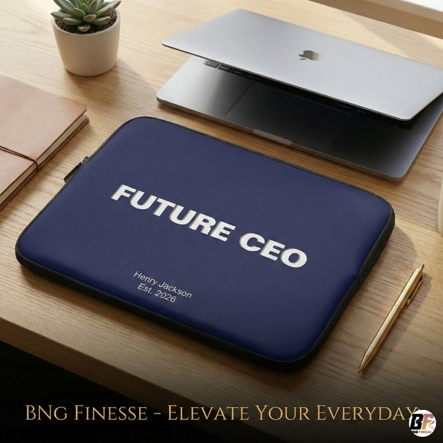Capa Para Notebook Future CEO | Personalized Name & Year Navy Blue Mo (Criador carregado)