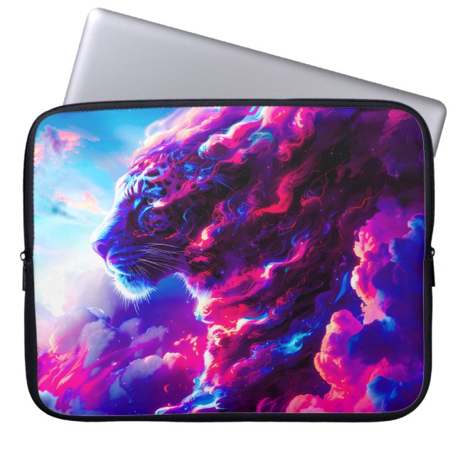 Capa Para Notebook Futuristic Cosmic Neon Leopard  (Frente)