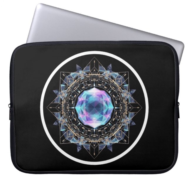 Capa Para Notebook Futuristic Crystal Mandala – Geometric Tech Art (Frente)