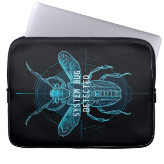 Capa Para Notebook Futuristic Cyber Bug Detected IT Humor Laptop Slee