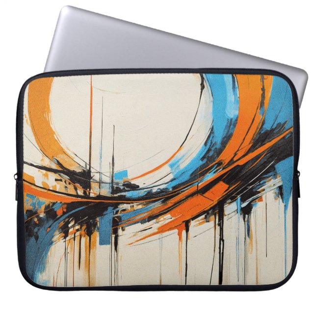 Capa Para Notebook Futuristic Industrial Orange Blue Abstract Graphic (Frente)