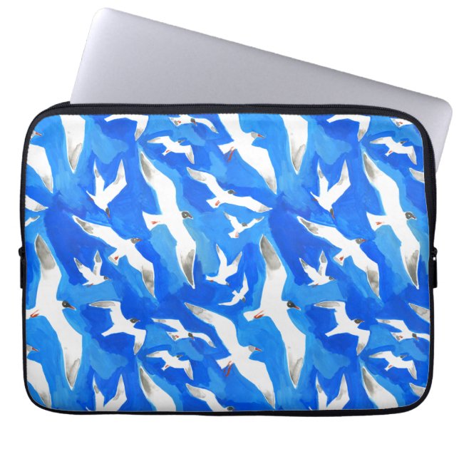 Capa Para Notebook Gaivotas voadoras em azul-céu (Frente)