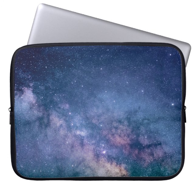 Capa Para Notebook Galáxia azul e roxa digital (Frente)