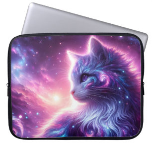 Capa Para Notebook Galáxia Cósmica Felina Mística Celestial